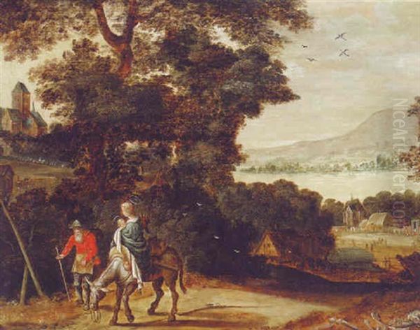 The Flight Into Egypt Oil Painting by Gillis Claesz De Hondecoeter