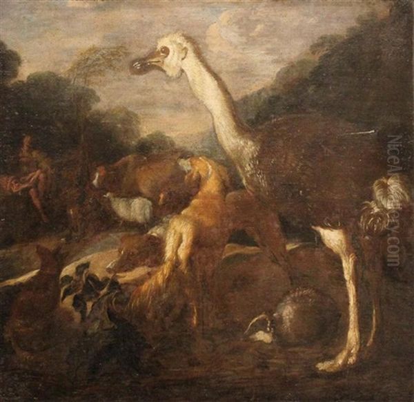 Myth Of Orpheus Oil Painting by Melchior de Hondecoeter