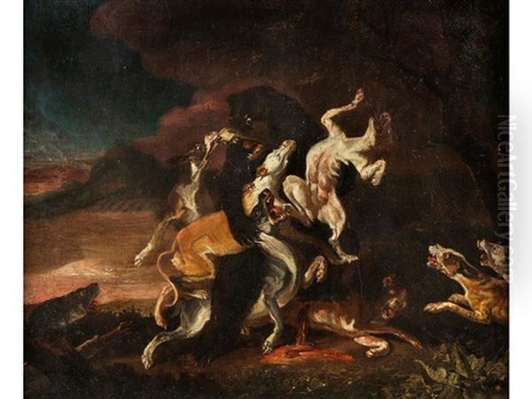 Barenjagd Oil Painting by Abraham Danielsz. Hondius