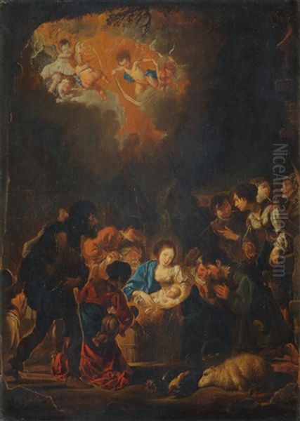 The Adoration Of The Shepherds Oil Painting by Abraham Danielsz. Hondius