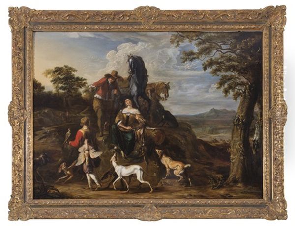 The Return From The Hunt Oil Painting by Abraham Danielsz. Hondius