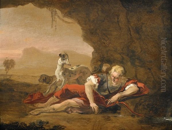 Narcissus Oil Painting by Abraham Danielsz. Hondius
