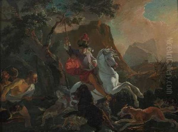 Wildschweinjagd Oil Painting by Abraham Danielsz. Hondius