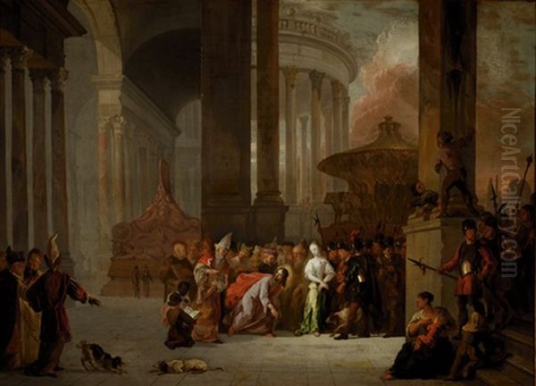 Christ And The Adulterous Woman Oil Painting by Abraham Danielsz. Hondius