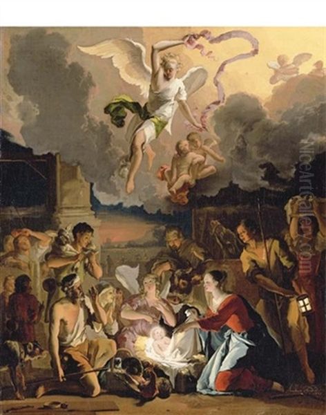 The Adoration Of The Shepherds Oil Painting by Abraham Danielsz. Hondius