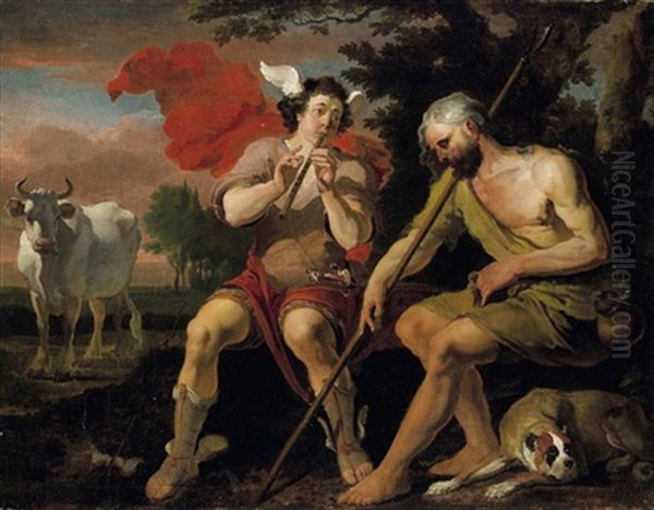 Merkur, Argus Und Io Oil Painting by Abraham Danielsz. Hondius