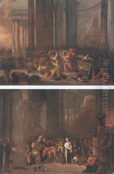 Christ Expelling The Merchants From The Temple Oil Painting by Abraham Danielsz. Hondius