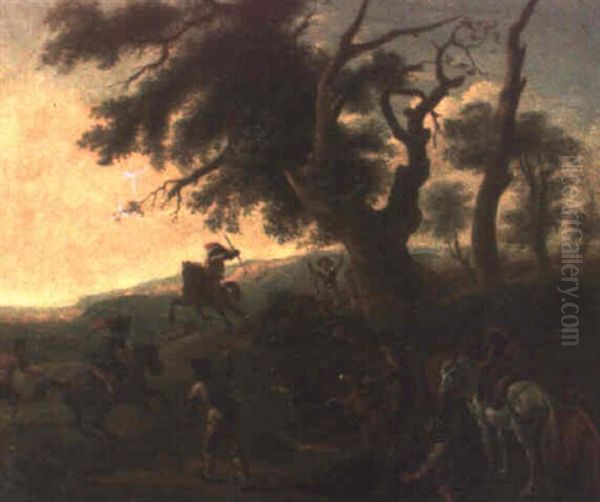 La Caza Del Jabali Oil Painting by Abraham Danielsz. Hondius