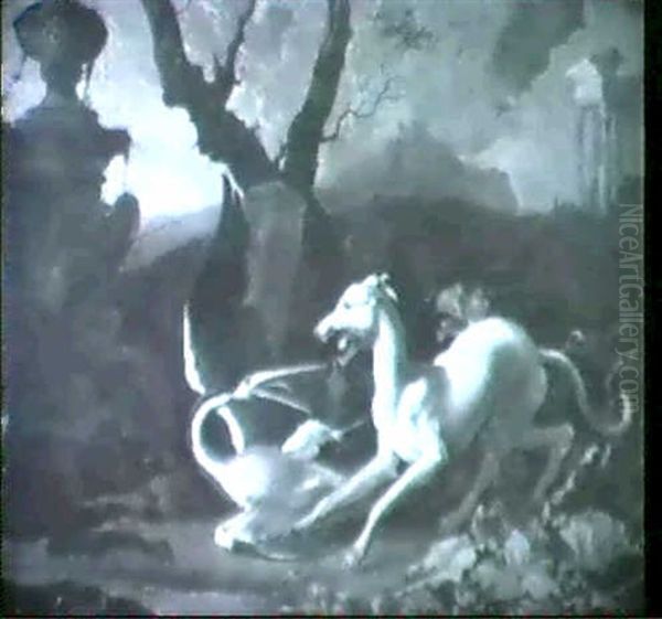 Hunde Einen Reiher Jagend Oil Painting by Abraham Danielsz. Hondius