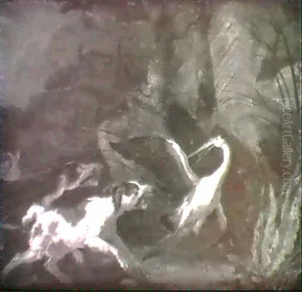 Dogs Attacking A Heron Oil Painting by Abraham Danielsz. Hondius