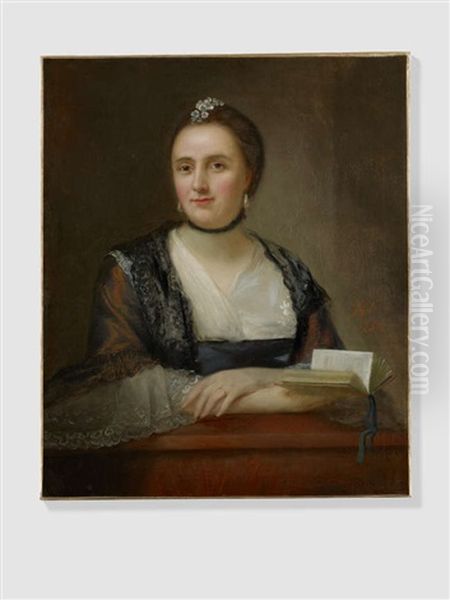 Portrait Of A Lady Holding A Book Oil Painting by Nathaniel Hone