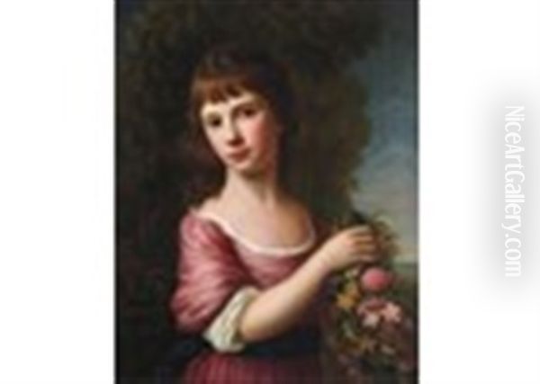 Portrait Of Ann Anderson, Wife Of Alexander Balmanno As 'flora' Oil Painting by Nathaniel Hone