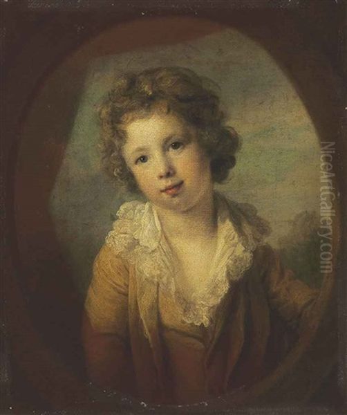 Portrait Of A Boy In A Painted Oval Oil Painting by Nathaniel Hone