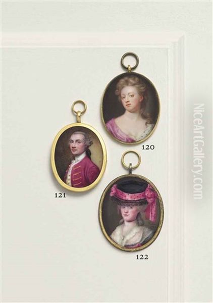 Thomas Stephens, Aged Thirty-six, In Crimson Coat With Gold Braiding, White Waistcoat, Powdered Hair En Queue And Black Wig Bag Oil Painting by Nathaniel Hone