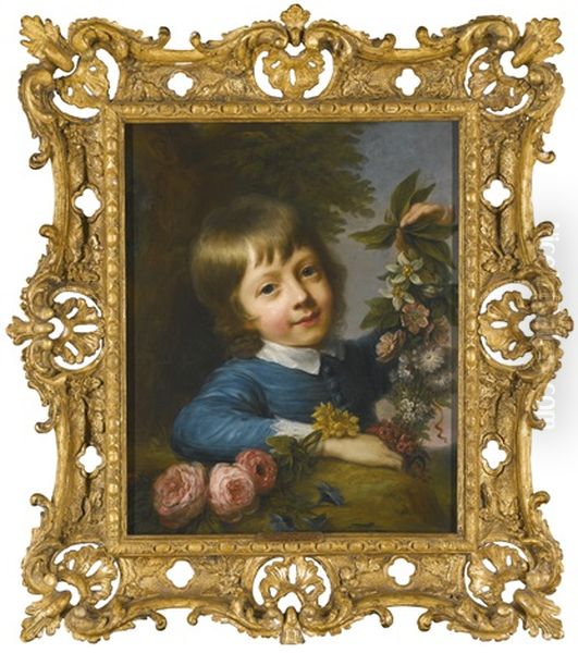 Portrait Of Master Muspratt Williams Composing A Garland Oil Painting by Nathaniel Hone