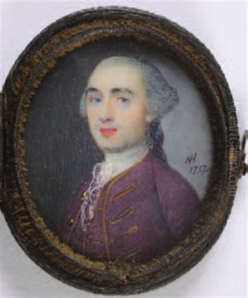 Portrait Of A Gentleman, With Powered Hair Oil Painting by Nathaniel Hone