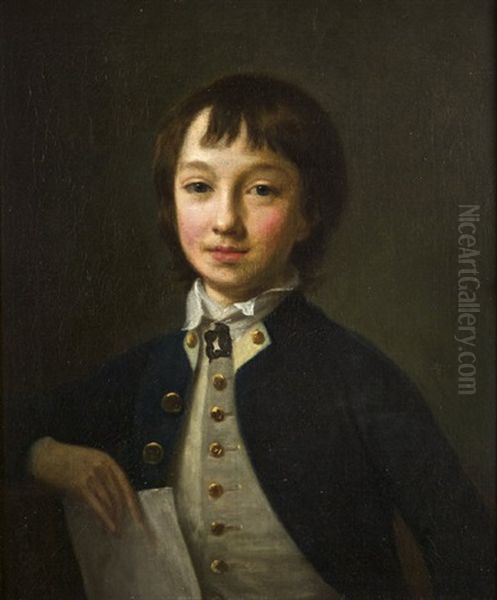 A Portrait Of A Young Boy (one Of His Sons?) As A Midshipman Oil Painting by Nathaniel Hone