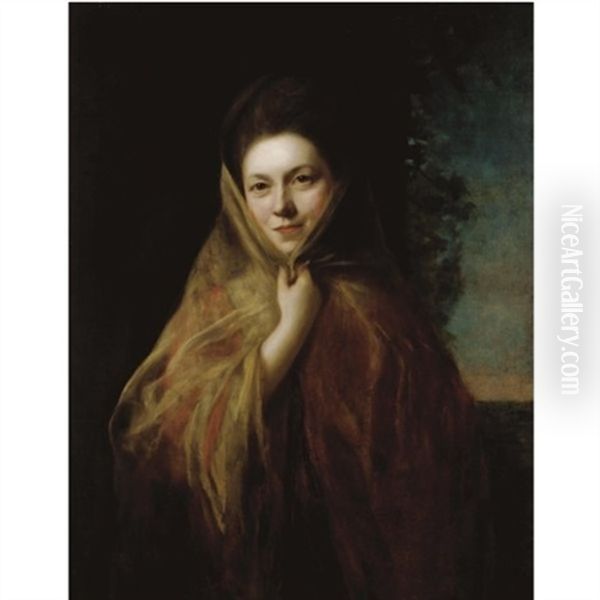 Portrait Of A Woman Wearing A Shawl Oil Painting by Nathaniel Hone