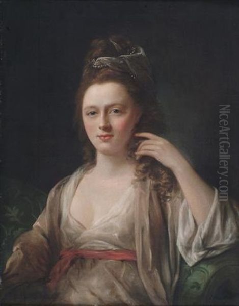 Portrait Of A Lady In A Decollete Dress Oil Painting by Nathaniel Hone