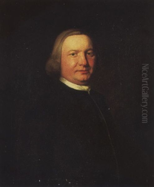 Portrait Of A Gentleman (richard Collins?), Wearing A Blue Coat And White Stock Oil Painting by Nathaniel Hone