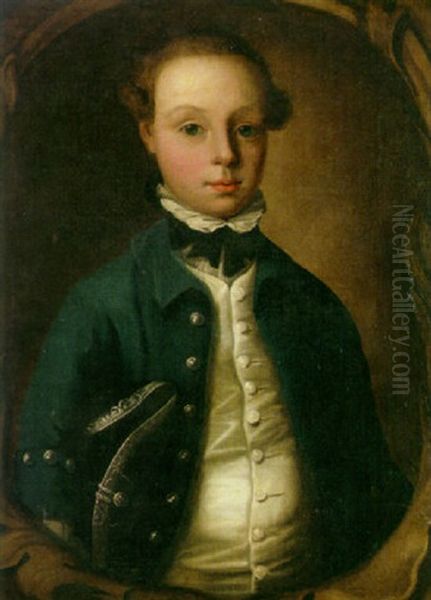 A Portrait Of A Young Boy With A Blue Velvet Coat Oil Painting by Nathaniel Hone