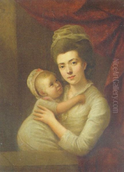 Portrait Of A Mother And Child At A Casement Oil Painting by Nathaniel Hone