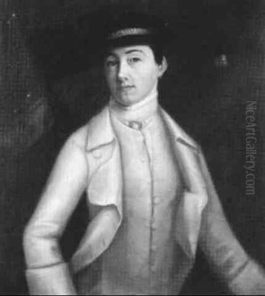 Portrait (miss Patty Gordon?), Half Length Wearing White Costume Oil Painting by Nathaniel Hone