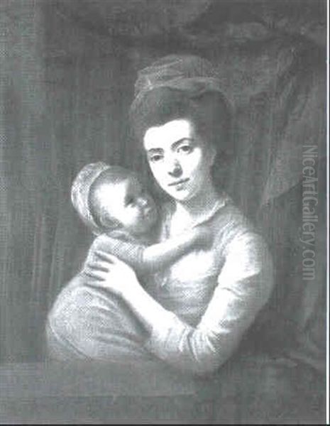 Portrait Of A Mother And Child Oil Painting by Nathaniel Hone