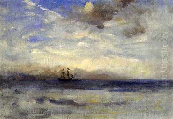Study, Sea And Brig Oil Painting by Nathaniel Hone the Younger