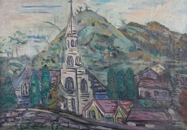 Continental Village Oil Painting by Evie Sydney Hone