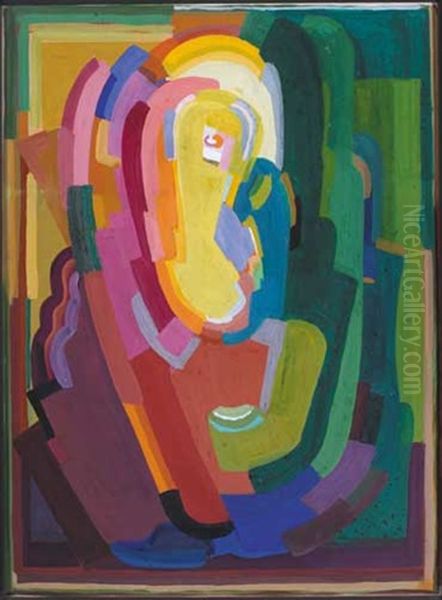 Cubist Composition Oil Painting by Evie Sydney Hone