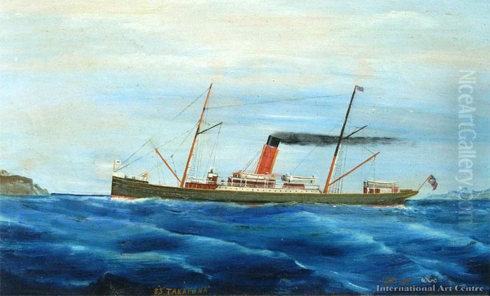 Ss Takapuna Oil Painting by Frank Barnes