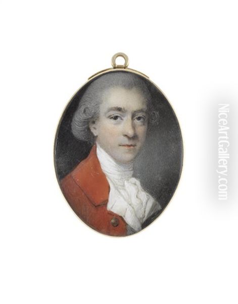 A Portrait Miniature Of A Gentleman Oil Painting by Horace Hone