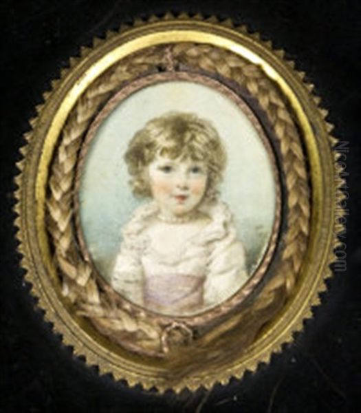 Miniature Of A Young Girl Oil Painting by Horace Hone