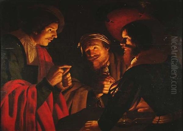 Die Traumdeutung Josephs Oil Painting by Gerrit Van Honthorst