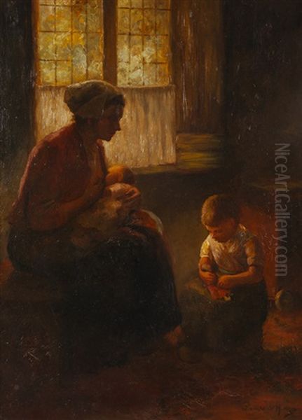 Mother And Child Oil Painting by Bernard Johann De Hoog