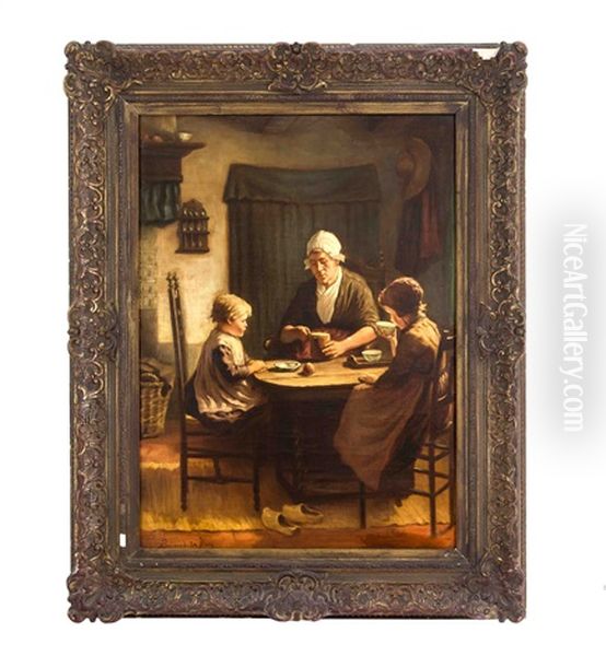 Familie Am Tisch Oil Painting by Bernard Johann De Hoog