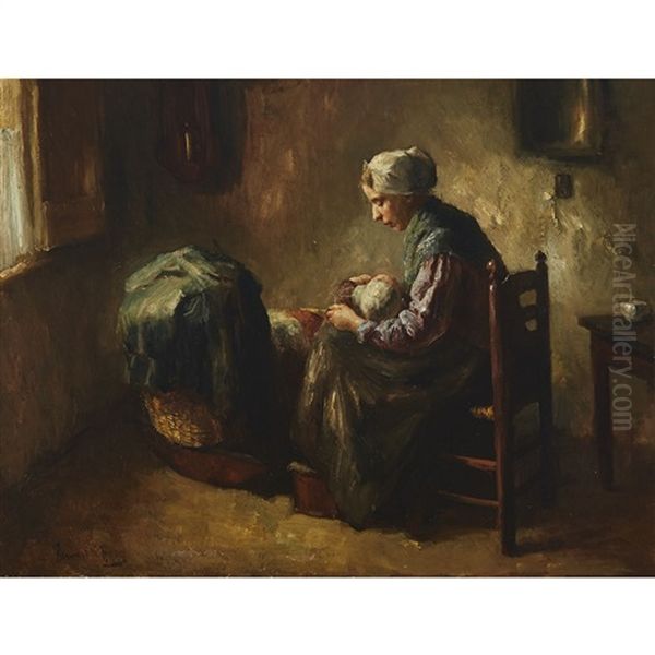 Calming The Baby Oil Painting by Bernard Johann De Hoog