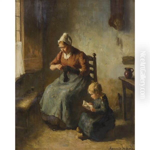 Learning To Read Oil Painting by Bernard Johann De Hoog