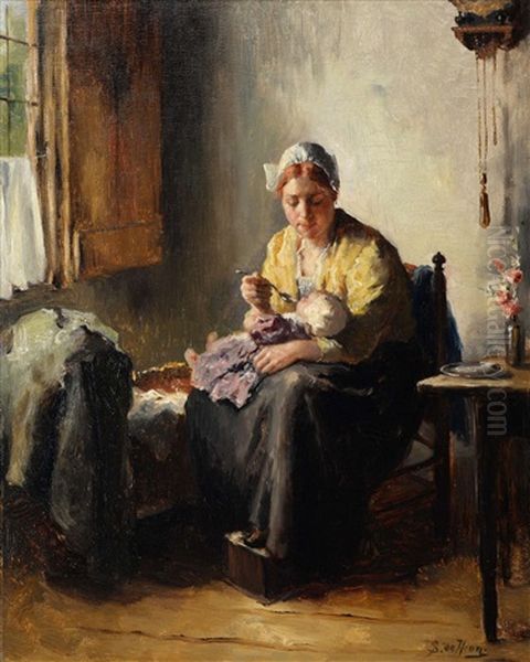 Maternal Duties Oil Painting by Bernard Johann De Hoog