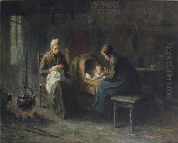 The Newborn Oil Painting by Bernard Johann De Hoog