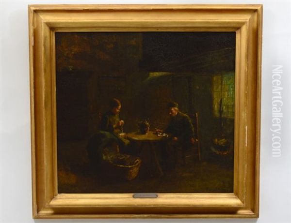 Family Gathering Around The Table Oil Painting by Bernard Johann De Hoog