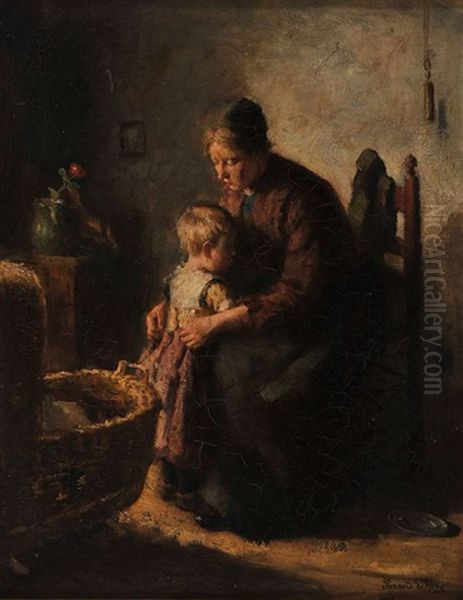 Motherly Care Oil Painting by Bernard Johann De Hoog