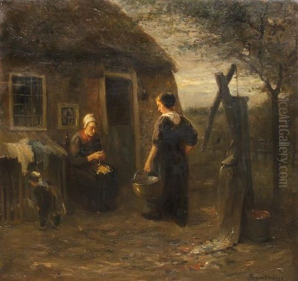 Preparing The Dinner Oil Painting by Bernard Johann De Hoog