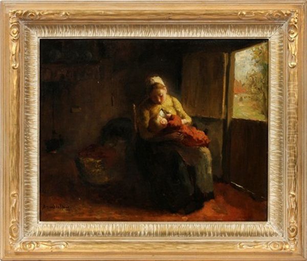 Mother And Seated Boy Oil Painting by Bernard Johann De Hoog