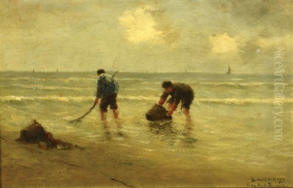 Fishermen Oil Painting by Bernard Johann De Hoog