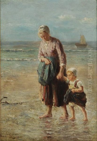 At The Shore Oil Painting by Bernard Johann De Hoog