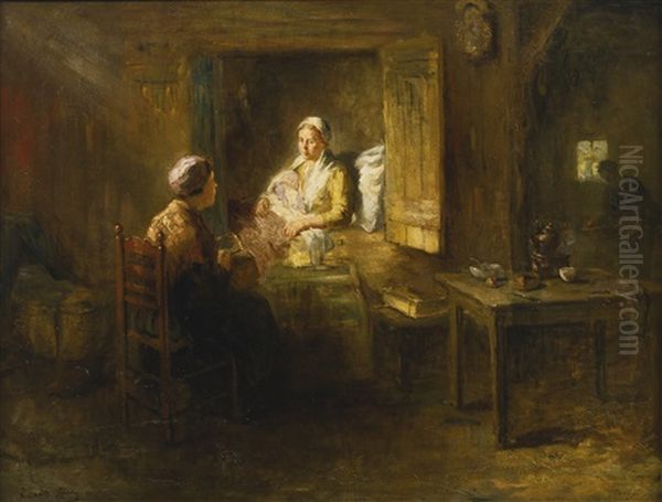 The Newborn Baby Oil Painting by Bernard Johann De Hoog