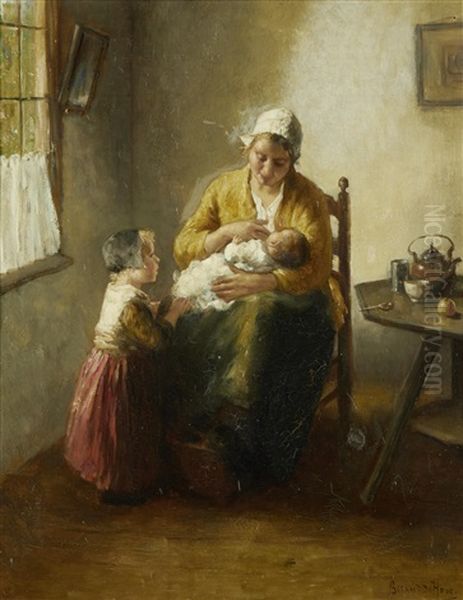 Motherly Love Oil Painting by Bernard Johann De Hoog