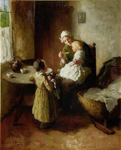Breakfast Time Oil Painting by Bernard Johann De Hoog